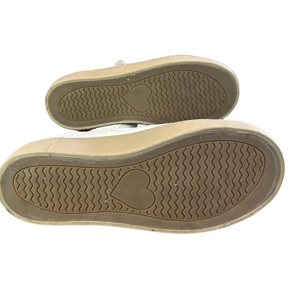 Women's White w/Beige hearts Platform Sneakers Size 8-81/2 - Picture 6 of 8